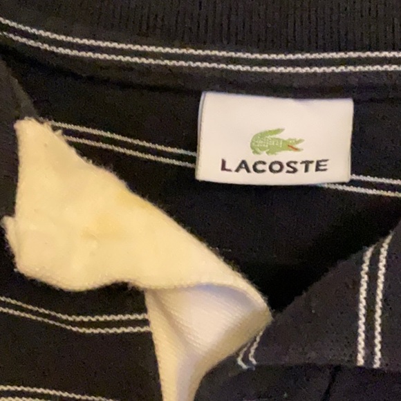 vintage Lacoste cropped polo shirt woman’s blue and white Top size large - Picture 8 of 10